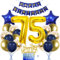 SNOWZAN 75. Geburtstag Dekorationen Blau Gold frauen Männer Deko 75 Geburtstag Männer 75 Jahre geburtstag Deko Luftballon 75. Geburtstag Luftballon Girlande 75 Jahre Geburtstagsdeko Tortendeko 75 Deko