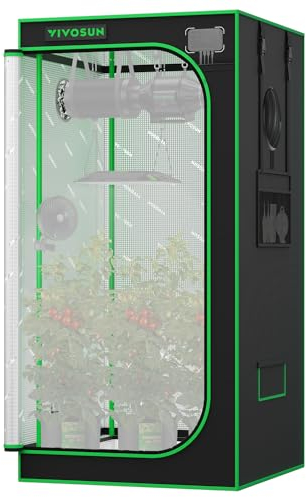 VIVOSUN Pro Grow Tent 80 x 80 x 160 cm Grow Tent with Thick 22 mm Poles, Oxford Fabric with Highly Reflective Mylar Extra Hanging Poles for Hydroponics P276 for AeroLight A150, No High CFM Set