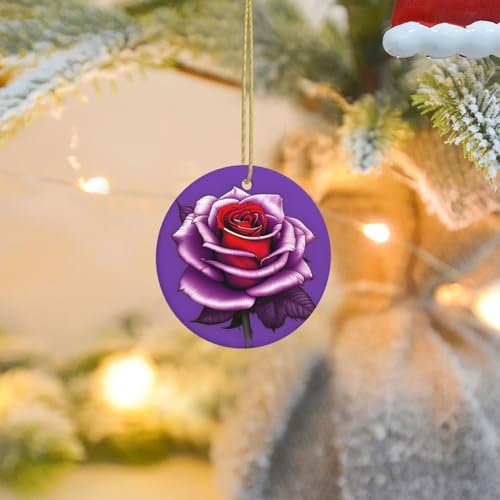 Decorazioni natalizie rotonde in ceramica fucsia per albero di Natale, decorazione per la casa