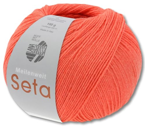 Frida's Wollhaus Lana Grossa 100 g Meilenweit 100 Seta Sockenwolle Merino Seide Garn 31 Farben (18 | Lachs)
