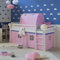Homestyle4u Kinderhochbett Weiß 90 x 200 cm Holz Kiefer Kinderbett Rosa Vorhang Leiter Tunnel Lattenrost Matratze