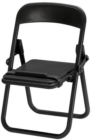 sourcing map Chair Cell Phone Stand, Candy Color Mobile Phone Holder, Multi-Angle Mini Folding Chair Cradle for Most Smartphone, Black