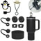 BonneChance Stanley Cup Accessories Set Including 6 Pcs Silicone Spill Proof Stopper, 2 Pcs Straw Cover Cap for 9-10 mm Straws, 1 Pcs Silicone Boot for Stanley Cup Stanley 40oz & 30oz Tumbler (BLACK)