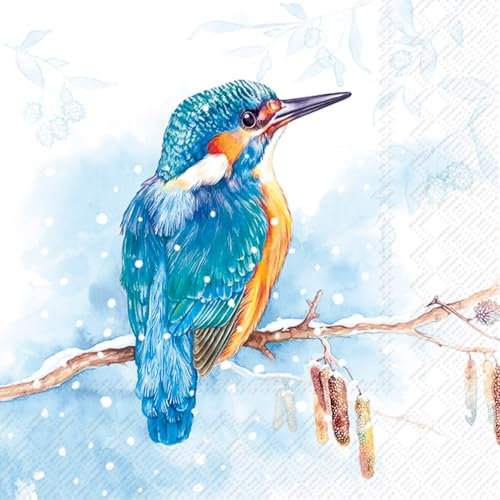 IHR Ideal Home Range Party-Servietten, Einweg-Servietten, 3-lagig, 16,5 x 16,5 cm, The Kingfisher (hellblau), 20 Stück