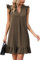 Famulily Damen Casual Loose Dresses Cap Sleeve V Neck Flowy Tank Dress Loose Fit Mini Sommerkleid Kaffee M