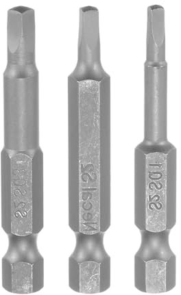 sourcing map 3Pcs Square Head Screwdriver Bits SQ1, SQ2, SQ3 Magnetic 1/4 Inch Hex Shank 2 Long for Power Screwdriver Drill Impact Driver