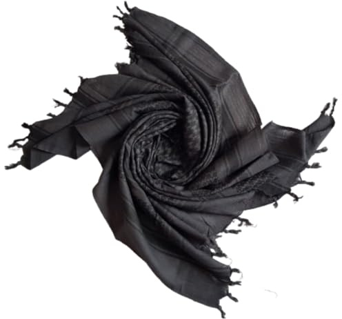 MILSPEC SURPLUS Shemagh Scarf Cotton Arab Head Cover Desert Palestinian Keffiyeh Tactical Army Scarf Hand Made (Dark Grey/Black)