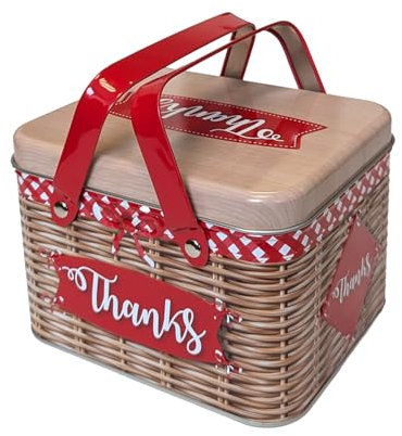 your castle Blechdose Rechteckdose mit Aufschrift Thanks Keksdose Deko Box für Kekse Schokolade-Pralinen Aufbewahrung, Geschenkbox, Maße: 12,5 x 15,5 x 10,5 cm