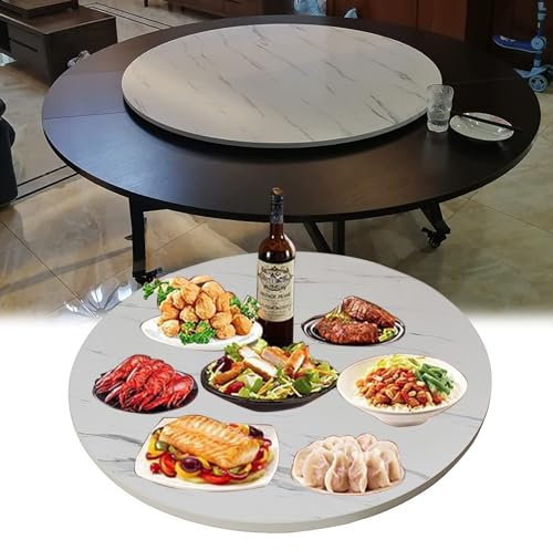 Plato giratorio de madera de 360° – Mesa giratoria grande redonda para hoteles restaurantes – Rodamientos, fácil rotación