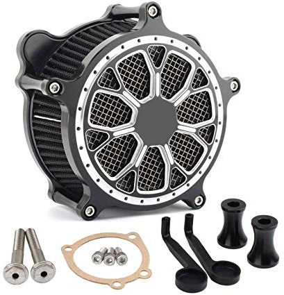 Pexorine Kits de Nettoyage d'admission de Filtre à air CNC for Moto, for Harley, Dyna FXR 1993-2017 Touring Road King Electra Glide Street Glide Softail Filtre d'admission Moto(Schwarz)