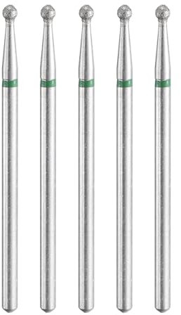 sourcing map 5pcs 100-120 Grits Diamond Grinding Bit 2.3mm Ball Head 2.35mm Shank 2.3mm Length Stone Sanding Drill Bits Rotary Tool for Ceramic Glass Nails Grinding Polishing