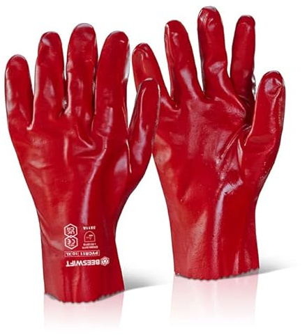 Beeswift PVC GAUNTLET GLOVES RED 11