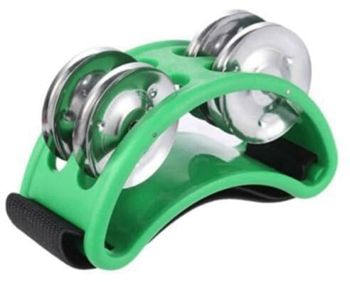 Sefdrert Powerful Sound Foot Tambourine Adjustable Foot Tambourines with Musical Instrument for Performance Singing Green