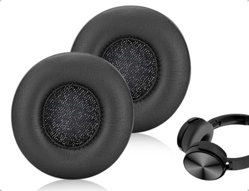 Emezddo 2 pezzi di cuscinetti auricolari di ricambio, rivestimento in pelle per cuffie, compatibile con Sony cuffie(rotondo, diametro 70 mm, nero)