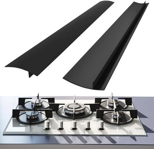 Lot de 2 couvre-joints en silicone de 63,5 cm - Résistants à la chaleur - Anti-taches - Faciles à nettoyer - Noir