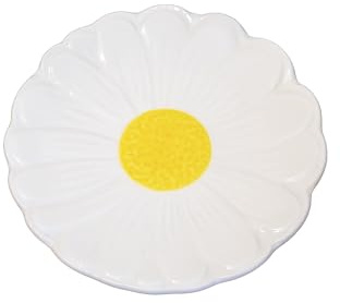White Daisy Teabag Tidy 10.5x10.5cm Kitchen Spoon Rest Ceramic Round Summer Flower Plate