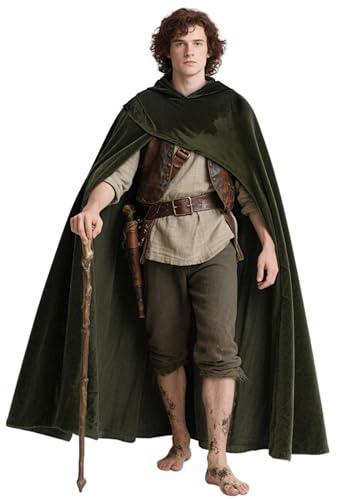 keland Mittelalter Umhang mit Kapuze Renaissance Mantel | Damen Herren Kapuzenumhang, Waldelfen Elben Pirat Krieger Ranger Fantasy Cosplay, LARP, Halloween, Mittelaltermarkt, Karneval