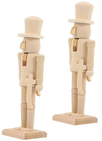 TOYANDONA 2pcs Large Unfinished Wooden Nutcracker Soldier Puppet DIY Craft Xmas Ornament Paint Your Own Christmas Decoration
