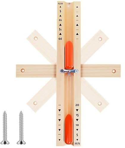 Sauna Sanduhr 20 Minuten,360° Drehbare Sauna Uhr Holz | Glas Robust & Hitzebeständig Sanduhr Saunauhr,Orange Natursand + 2 Edelstahl Schrauben,Wandmontage Umweltfreundlich