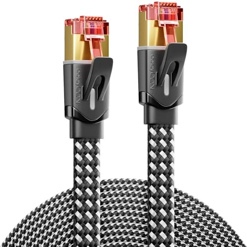 deleyCON 1m Cat7 Flach Nylon Netzwerkkabel RJ45 10 Gbit/s - Schwarz | Ethernet LAN Cable, Kupfer Innenleiter, flaches Kabel, Flachkabel, RJ45 Stecker, Patchkabel für DSL, Router, Internet, WLAN