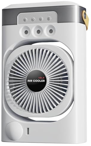 Ventilador Climatizador Enfriador de Aire Personal Bajo Ruido, Candado Nocturno de 7 Colores, Humidificador de Escritorio