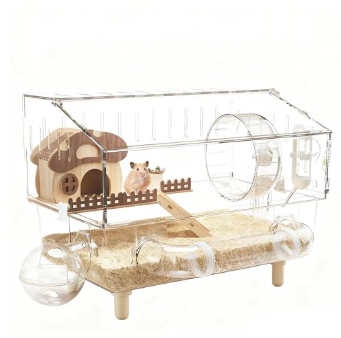 Generisch Käfige Für Hamster,Gehege Mit Doppelschichtigem Laufrad - Großer Hamsterkäfig | für Enthusiasten von Kleintieren für Zuhause und Innenbereich Reise Einstreu Spiel und Bewegung