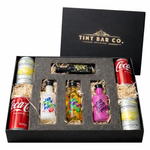 Beerhunter Premium Tiny Bar Dead Man's Fingers Rum Miniatures & Mixers Gift Box Set (4 x 5cl) | Spiced, Mango, Coconut & Passion Fruit Rums with Cola & Lemonade