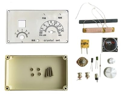 WheatThrive DIY Mineral Radio Kit, Crystal Radio Assembly Set with Circuit Board & Meter for Electronics Enthusiasts and Beginners