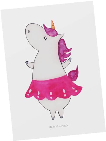 Mr. & Mrs. Panda Postkarte Einhorn Ballerina - Geschenk, Geburtstag, Party, Unicorn, Wohnung, Ansichtskarten, Fotokarte, Postkarten, Lebensfreude, Tanzen, Grußkarte, Ansichtskarte