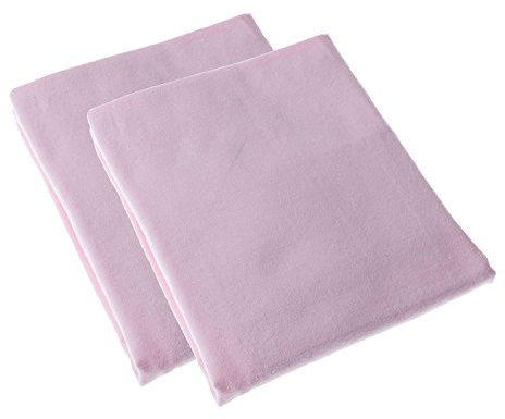 HOMESCAPES Pink Brushed Cotton Fitted Cot Sheet, Set of Two, Plain 100% Cotton, 70 x 140 cm