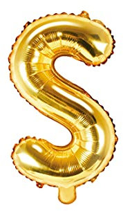 PartyDeco Folienballon Buchstabe S Gold-Geburtstag Hochzeit Jahrestag Folienballon Buchstabe S- Gold Größe ca. 35 cm Geburtstag Hochzeit Verlobung Silvesterparty Folienballon Hel Deko Geburtstag