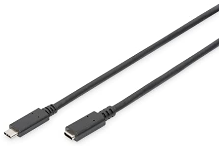 DIGITUS Cable alargador USB 3.2 Gen2 – 0,7 m – USB-C (conector) a tipo C (hembra) – 10 Gbps – vídeo 4k 30 Hz – 100 W – para ordenador portátil, ordenador, smartphone – negro