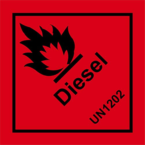 HA117 Hazard Sign Diesel UN1202 150mm x 150mm .Sticker/SAV - White Background