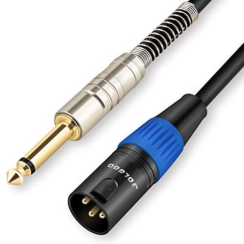 JOLGOO 1/4 Zoll TS Mono auf XLR Male Kabel, unsymmetrischer 6.35mm Mono Stecker auf 3-pin XLR Male, Quarter inch TS Male auf XLR Male Mikrofonkabel, 1m