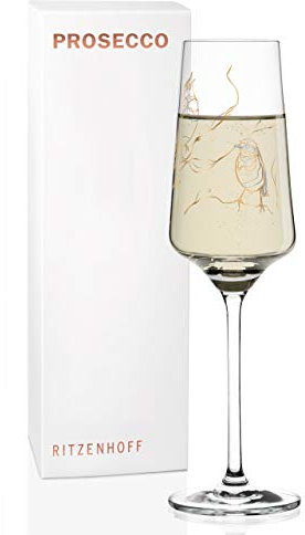 Ritzenhoff Prosecco Proseccoglas von Marvin Benzoni (Sparrows), aus Kristallglas, 233 ml, mit echtem Gold und Platin, 1 Stück (1er Pack)