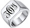 PROSTEEL Herren Ring hochglanzpoliert personalisiert Initialen Monogramm Bandring Größe 59 Simpel Punk Stil Edelstahl Siegelring Hip Hop Ringe für Jungen Männer Weihnachten