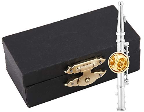 AMONIDA Broche, Broche Instrument de Musique en Forme de Flûte, pour Cadeau d'anniversaire(Argent)