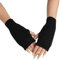 Zngou Cashmere Fingerless Gloves, Black Wrist Warmers Thumb Hole Warm Half Fingerless Gloves Winter Warm Fingerless Mittens For Men Women Ladies Christmas Gifts