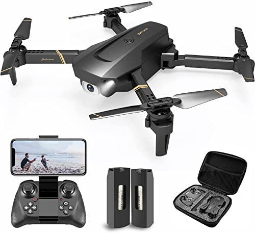 4DRC Faltbare Drohne mit WiFi Kamera 1080P HD, RC Quadrocopter mit 2 Akkus, FPV Übertragung, One Key Start/Landen,Headless Modus,3D Flips, Tasche für Kinder Anfänger Spiel