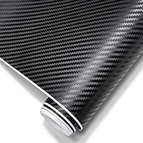 Spurtar 3D Carbon Fiber Vinyl Folie Aufkleber Roll Wrap 30,5 x 152 cm mit Kunststoffschabern, Blasenfrei Klebefolie Selbstklebend Carbonfolie Lackschutzfolien für Autos Motorräder DIY Zierleisten