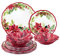 UPware 12 Piece Poinsettias Melamine Dinnerware Sets, Outdoor Dishes Set, Plates and Bowls Sets, Christmas Decorations, Service for 4, Red