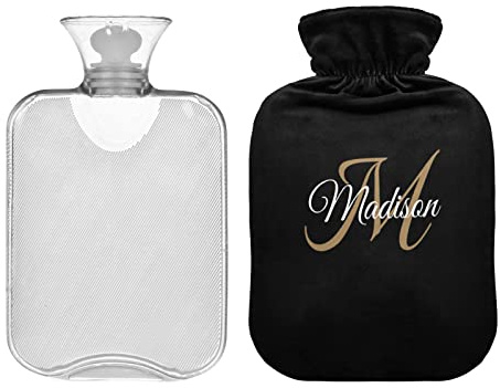 2L Personalized Hot Water Bottle with Cover, Custom Hot Water Bag with Name and Text Portable Hot Water Bottle for Menstrual Cramps, Neck and Shoulder Pain Relief Warm Gift for Women Men