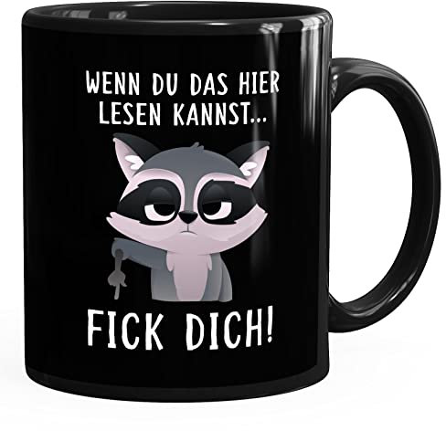 MoonWorks® Kaffee-Tasse mit Spruch Wenn du das hier lesen kannst F*ck Dich Morgenmuffel Bürotasse lustige Kaffeebecher Schwarz standard