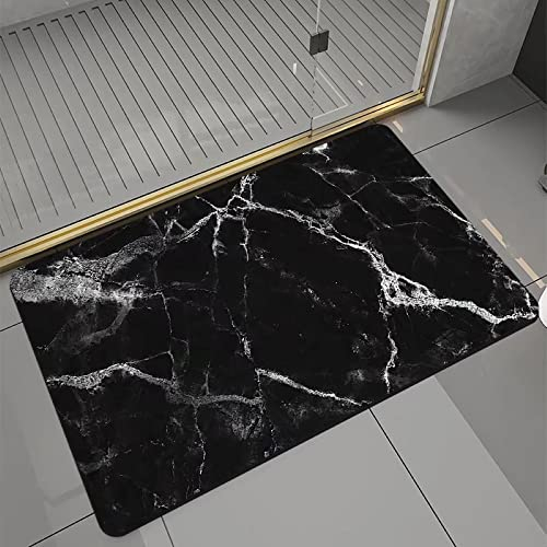 Tobil Badematte rutschfest saugfähig Badvorleger Badezimmerteppich Schwarz-011 40x60-50x80 (50X80cm)