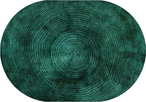 Oval Designer Teppich Oval Kurzflor Teppiche Dunkelgrün, für rutschfesten Indoor Oval Teppich für Hauseingang Flur Wohnzimmer Schlafzimmer Oval 80x140cm