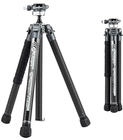 Fotopro X-Aircross 3 Lite - Treppiede da viaggio leggero da 157 cm, con testa a sfera panoramica, 0,8 kg, ultra leggero, portatile, professionale, in fibra di carbonio, per fotocamera DSLR, carico