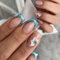 Ceboic 24 Stück Nägel Zum Aufkleben Eckig Kurz, Französische Glossy Blau Strass Press on Nails mit Klebepads, Wiederverwendbare Acryl Full Cover Kunstnägel Blumen Fake Nails für Frauen