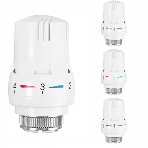 Thermostatic Radiator Valve, Hive Radiator Valve 4 PCS Radiator Thermostat Valve M30 X 1.5 Trv Thermostatic Radiator Valve Standard Radiator Valves Replacement Head for Home Temperature Control