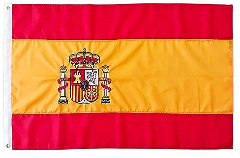 Bandera España Bordada, Bandera españa grande para Exterior 90x150cm, Bandera de España balcón Reforzada y con 2 Ojales metálicos
