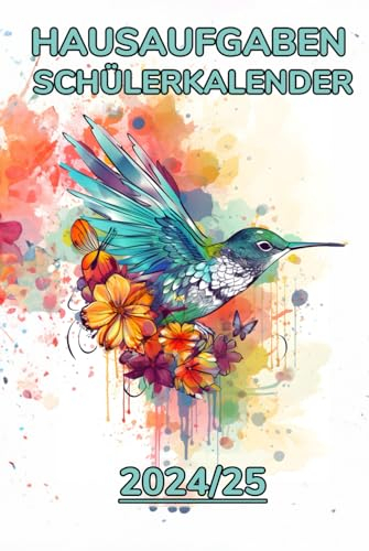 Hausaufgaben Schülerkalender: Kolibri Cover für Schüler mit Datum Notizen | Schülerplaner | To Do Listen | Stundenplan | Hausaufgabenheft |